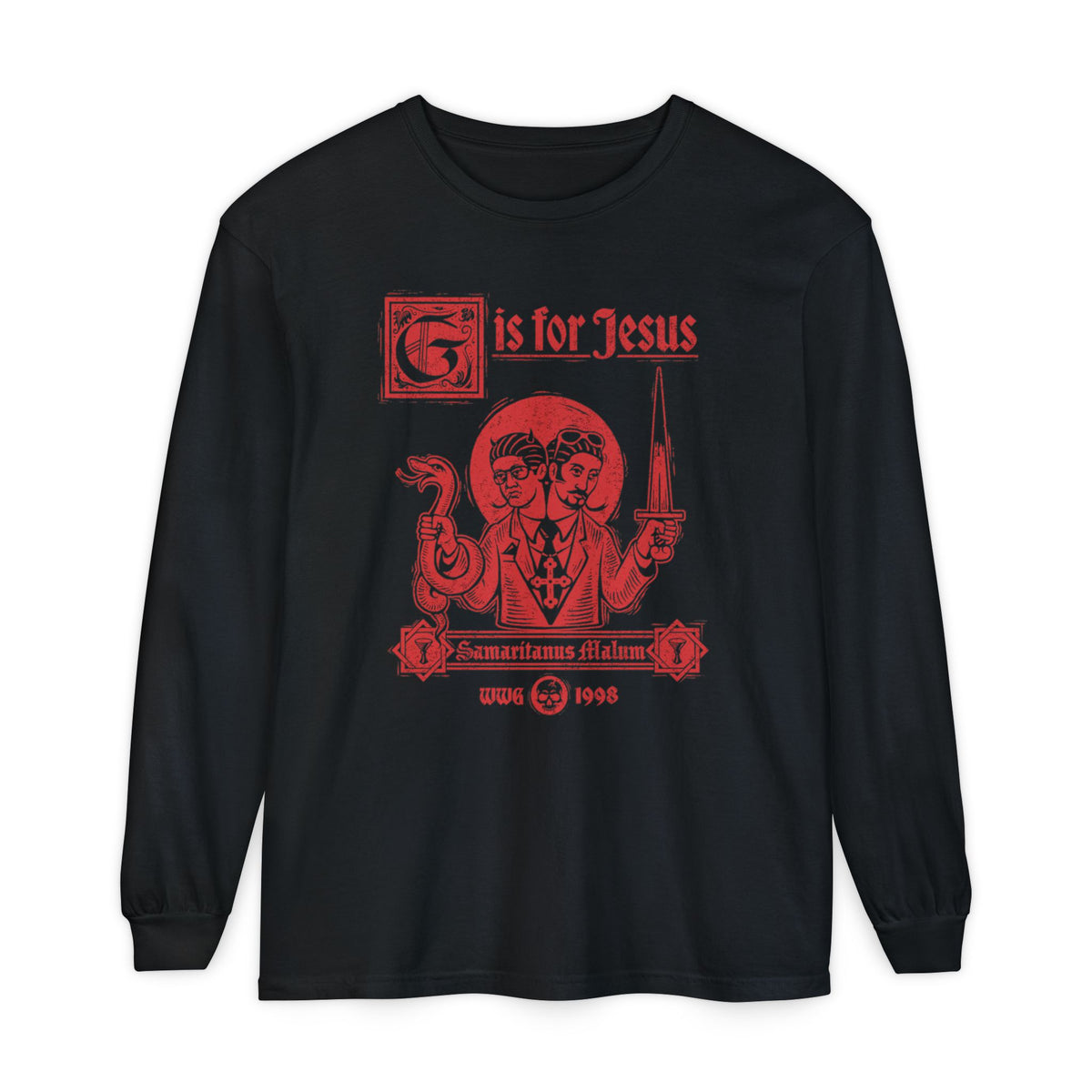 G is for Jesus Long Sleeve T-Shirt (Red Print) – Wizards With Guns 