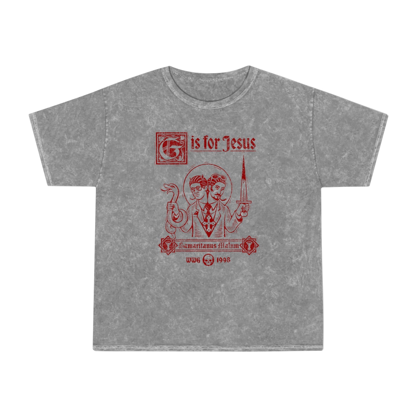 G is for Jesus T-Shirt (Red Print - Mineral Wash)