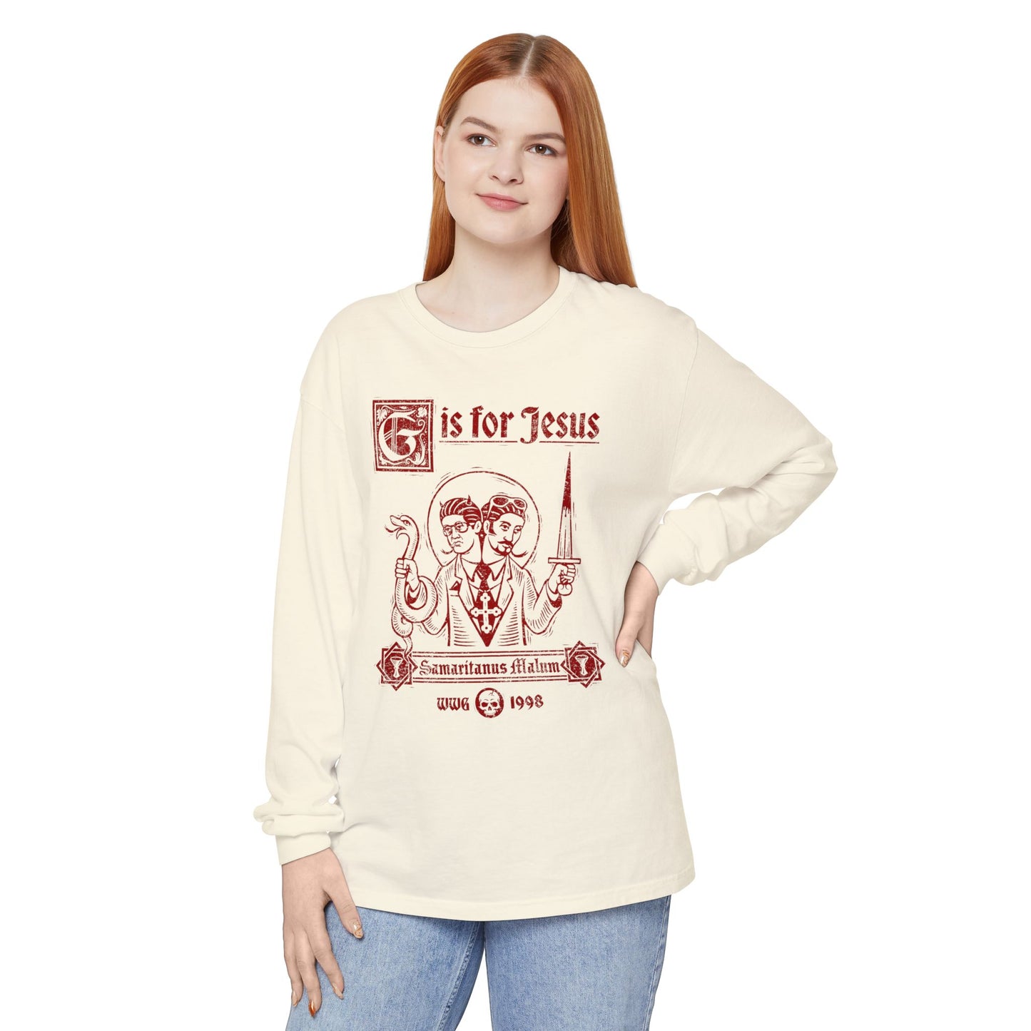 G is for Jesus Long Sleeve T-Shirt (Red Print)