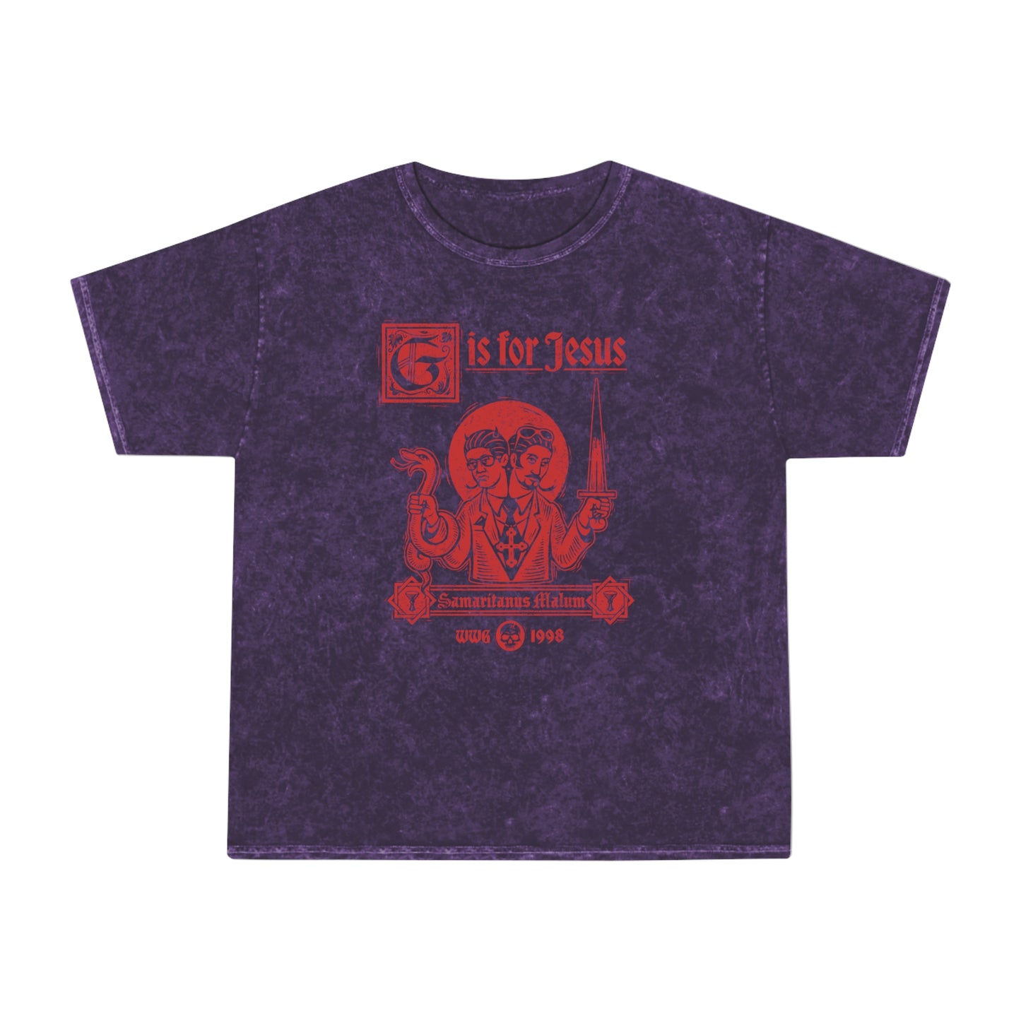 G is for Jesus T-Shirt (Red Print - Mineral Wash)