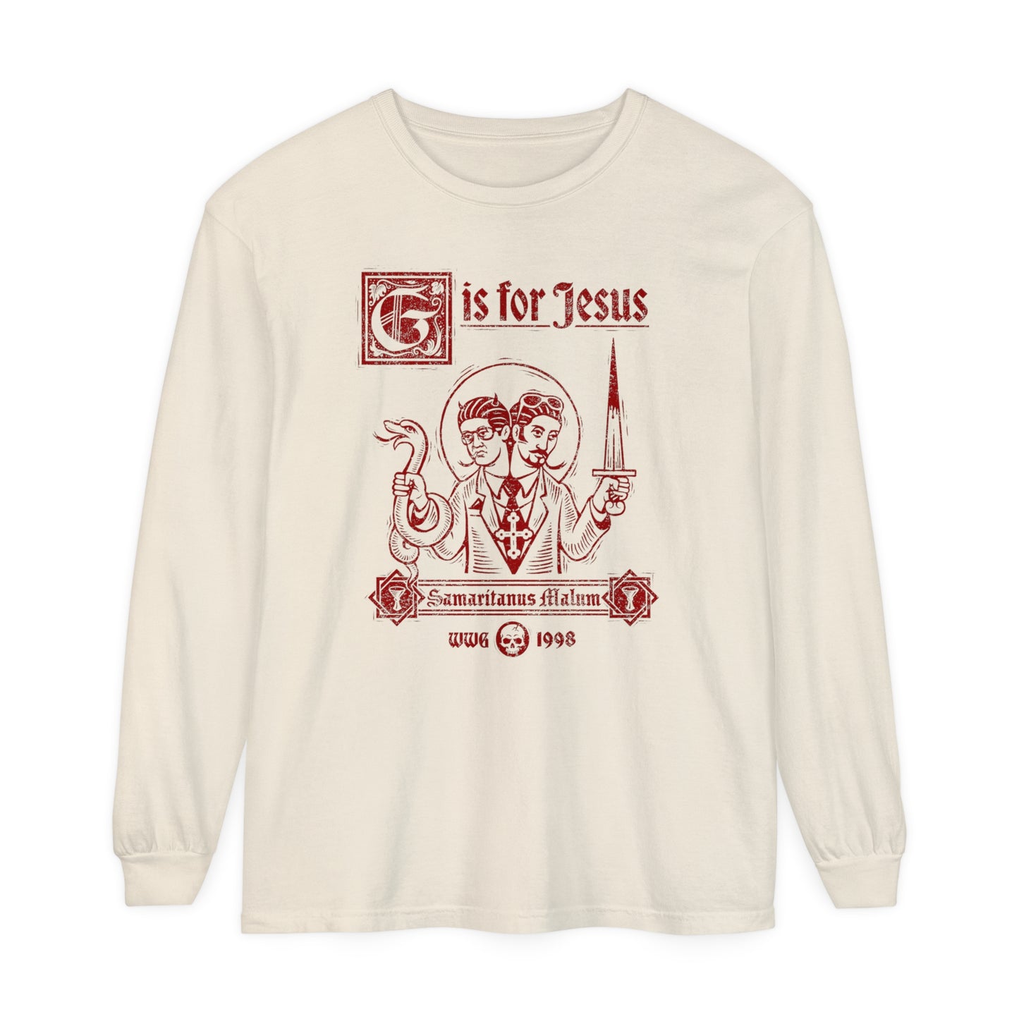 G is for Jesus Long-Sleeve T-Shirt (Red Print)