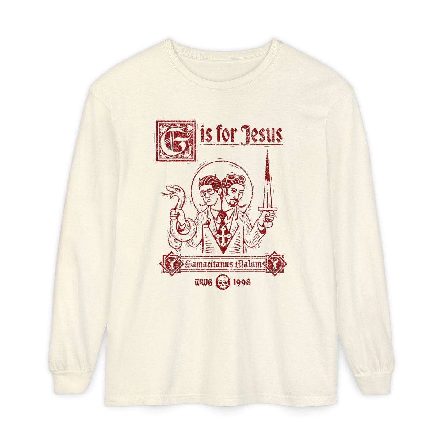 G is for Jesus Long Sleeve T-Shirt (Red Print)