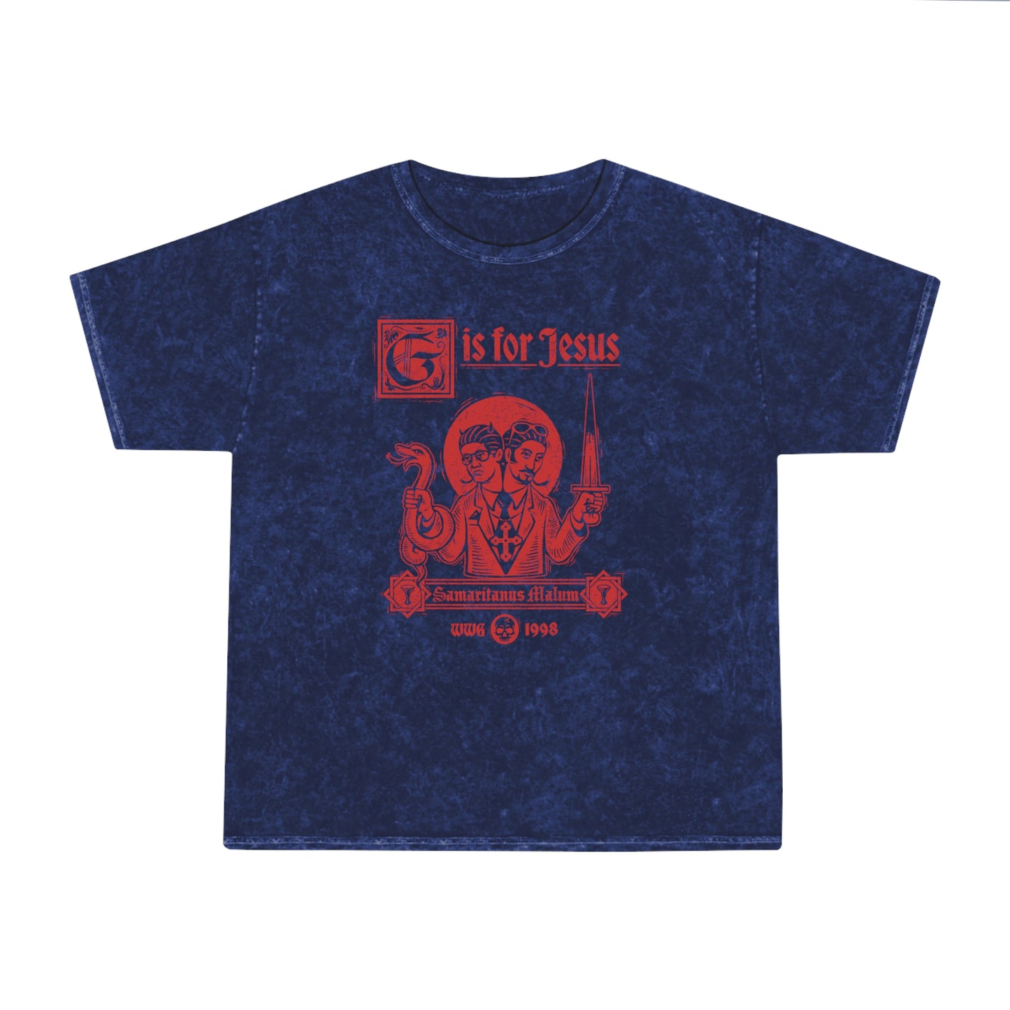 G is for Jesus T-Shirt (Red Print - Mineral Wash)
